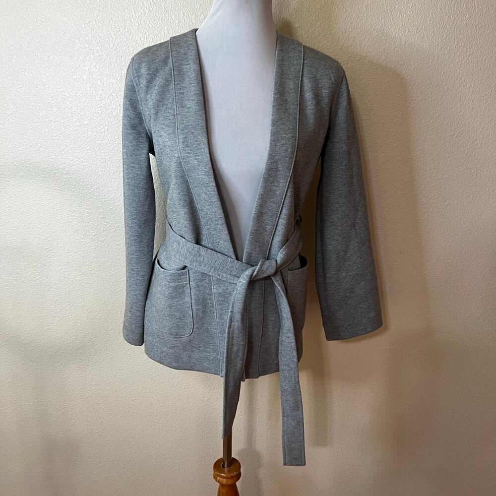 J. Crew Belted sweatshirt blazer cardigan sweater in heather grey WOMENS XS
